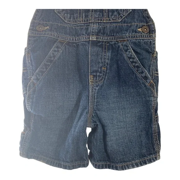 Oshkosh B’Gosh Vestbak Toddler Size 3T Blue Denim Overall Shorts Adj Strip - Picture 9 of 15